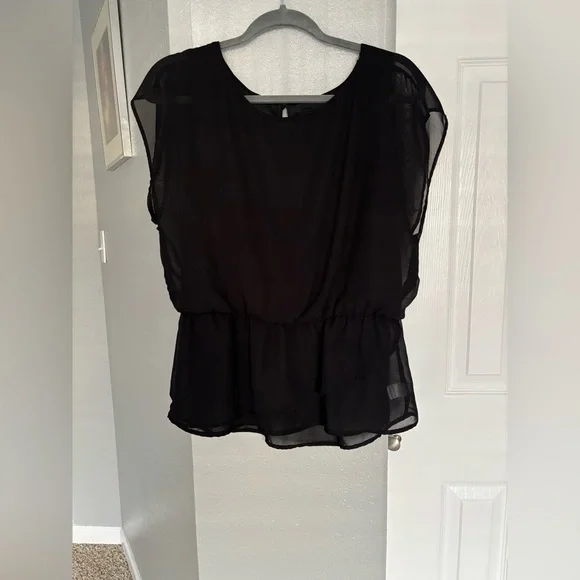 Bobeau Black Sheer Women's Blouse Size S Elegant Feminine - Picture 1 of 12